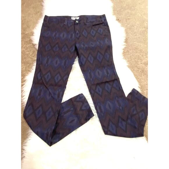 Free People Womens Chino Pants Pockets Belt Loops Geometric Pattern Size W 29 - Picture 1 of 9